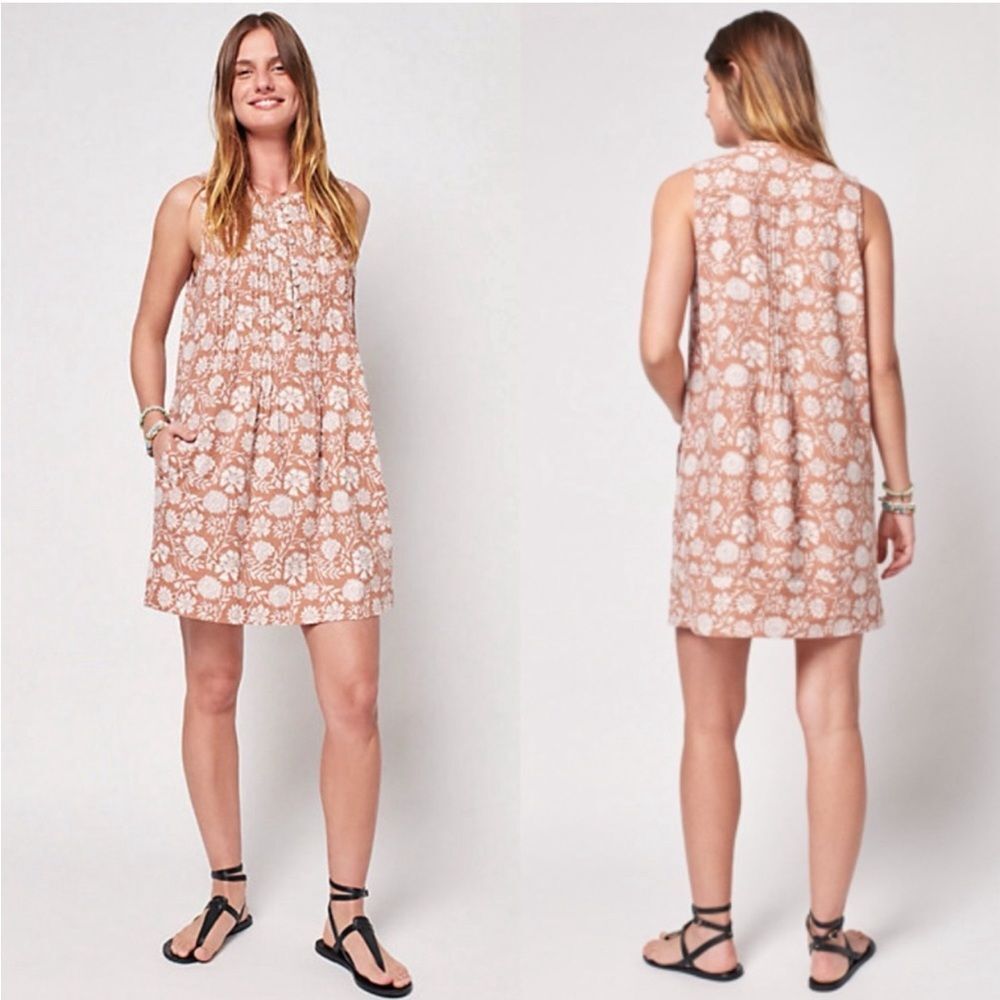 Faherty Womens Isha Linen Jai Floral Sleeveless Shift Dress Size XS